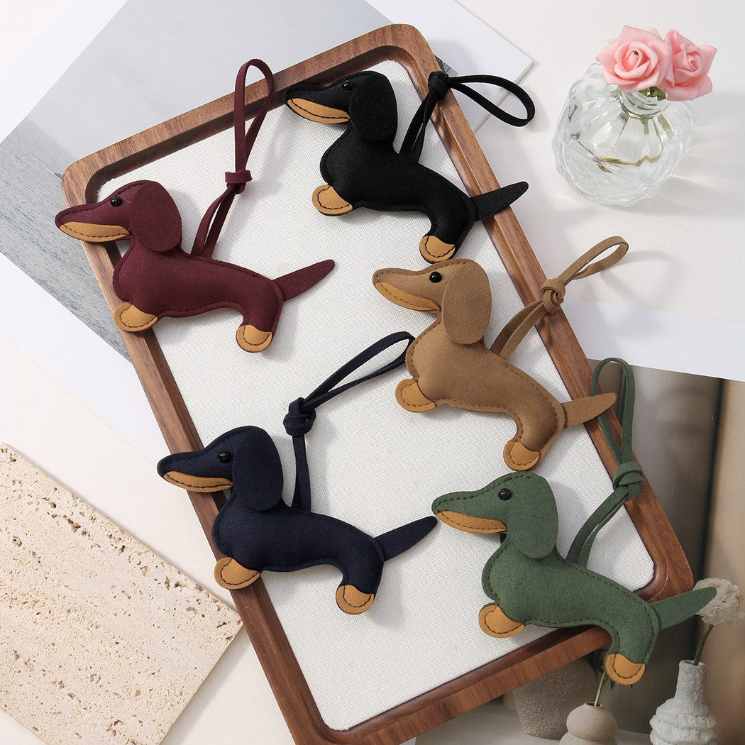 Keypus - Color Block Cute Dachshund Shape Keychain