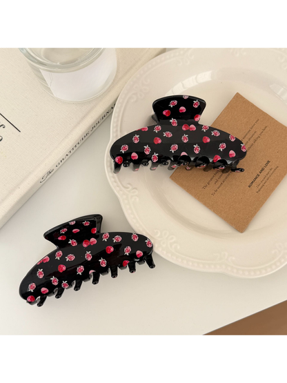 Beau - Floral Print Glossy Plastic Claw Clip