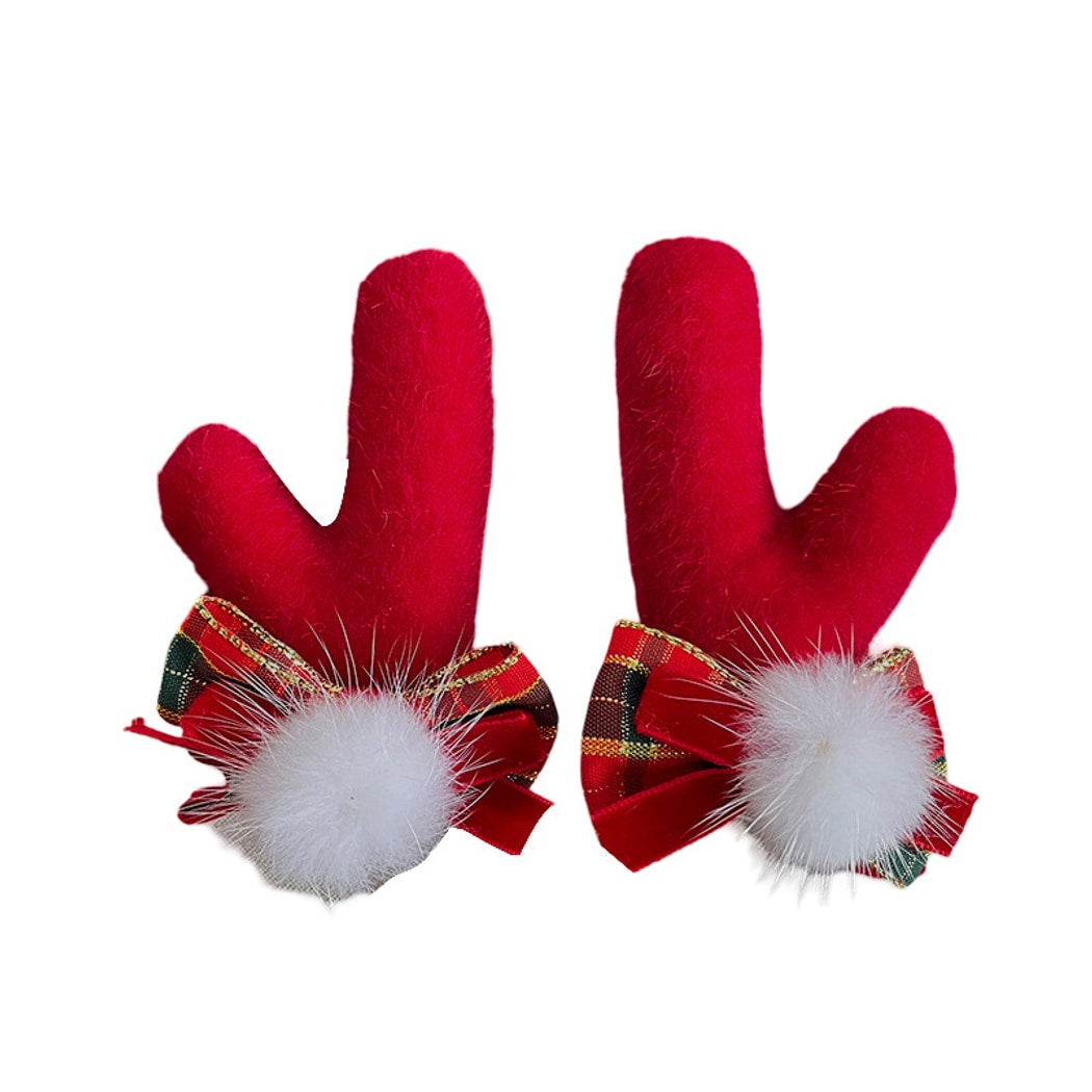 Beau - Plush Reindeer Antler Christmas Hair Clip Set