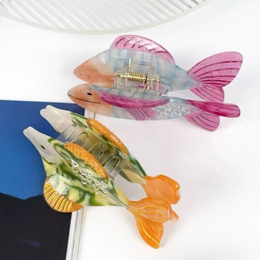 Beau - Glossy Acetate Goldfish Design Claw Clip