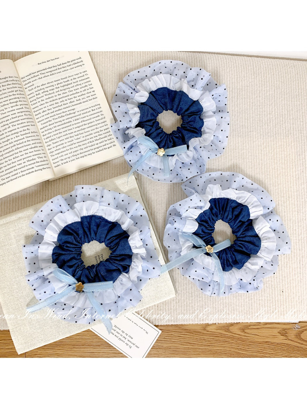 Gifty - Blue Polka Dot Scrunchie