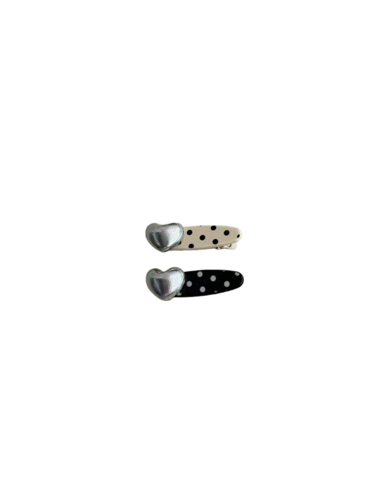 Beau - Sweet Style Heart Detail Polka Dot Hair Clip