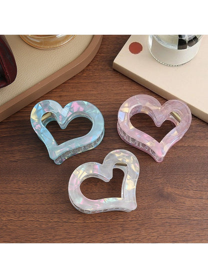 Beau - Iridescent Heart Shaped Claw Clip