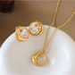 Earedge - Geometric Moon Detail Alloy Earrings