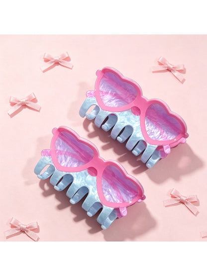 Beau acrylic claw clip shaped like eyeglasses in clear material