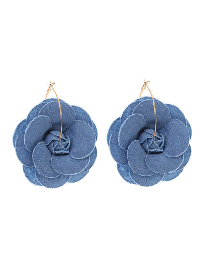 Earedge - Rose Inspired Fabric Floral Dangle Earrings
