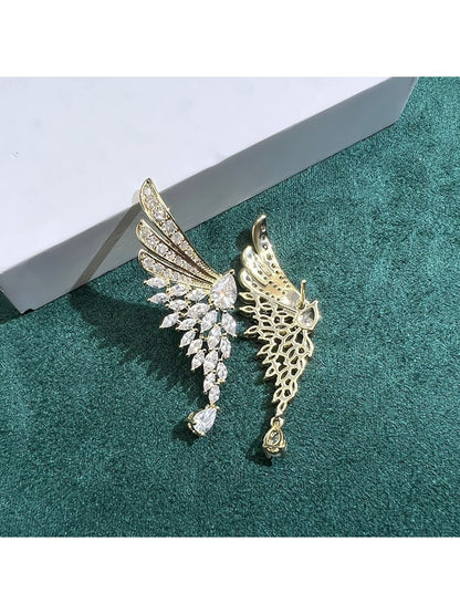 Earedge - Openwork Angel Wing Drop Earrings