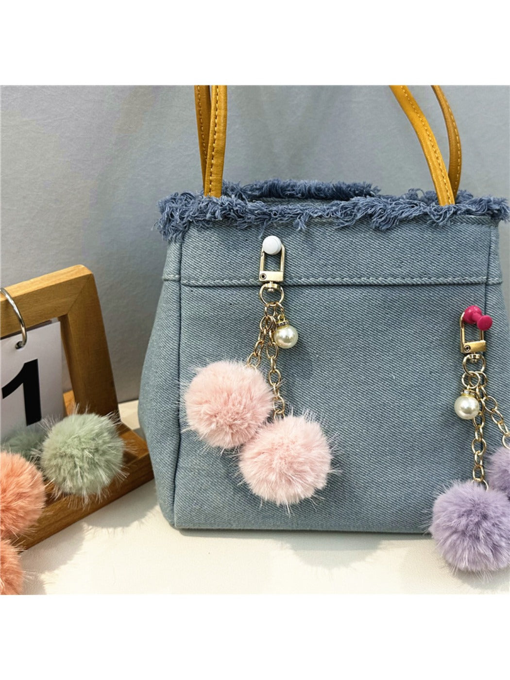 Keypus - Colorful Plush Pompom Bag Charm Keychain