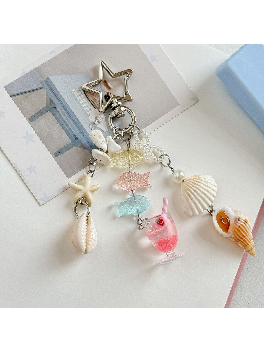 Keypus - Alloy Plastic Ocean Charm Bag Hanging Keychain
