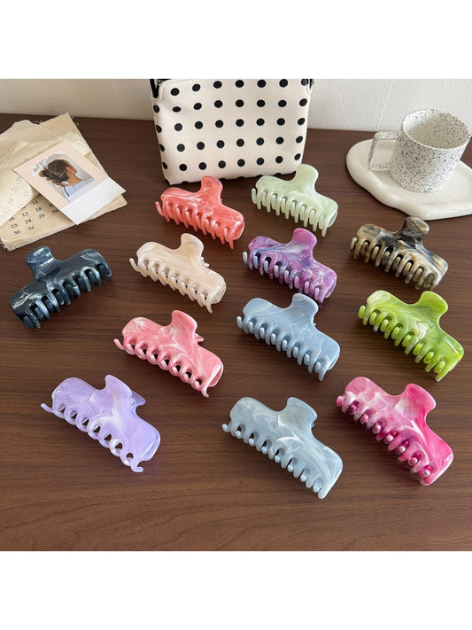 Beau - Marbled Plastic Geometric Line Claw Clip