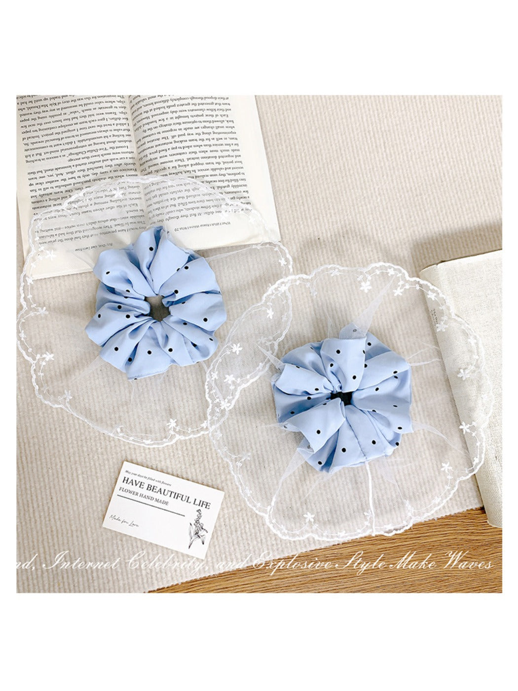 Gifty - Four-layer Hair Ring with Polked Lace