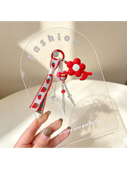 Keypus - PVC Flower Charm Woven Cord Bag Keychain