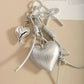 Keypus - Silver Heart Bow Woven Cord Bag Charm Keychain