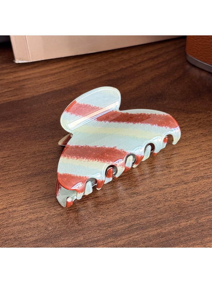 Beau - Fashionable Striped Hair Claw Clip for High Ponytail and Bun