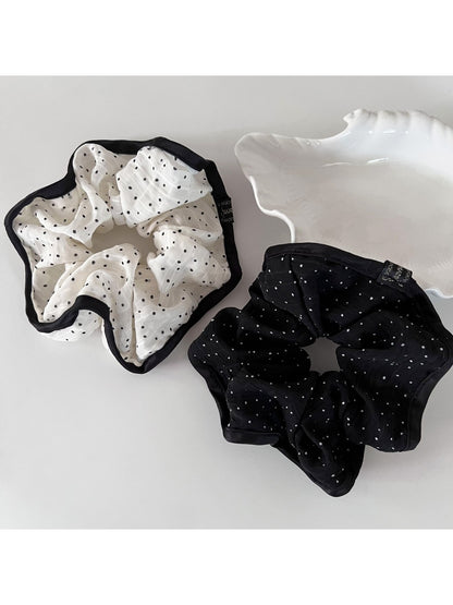 Gifty - Black White Polka Dot Hair Scrunchie