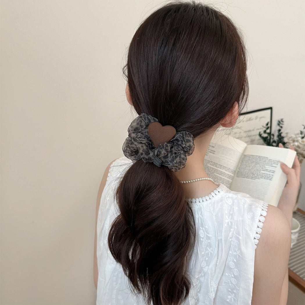 Gifty - Sheer Leopard Pattern Mesh Ruffle Scrunchie