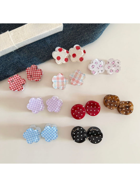 Beau - Floral Plaid and Polka Dot Mini Claw Clip