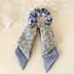 Gifty - Floral Ribbon Tail Layered Bow Scrunchie