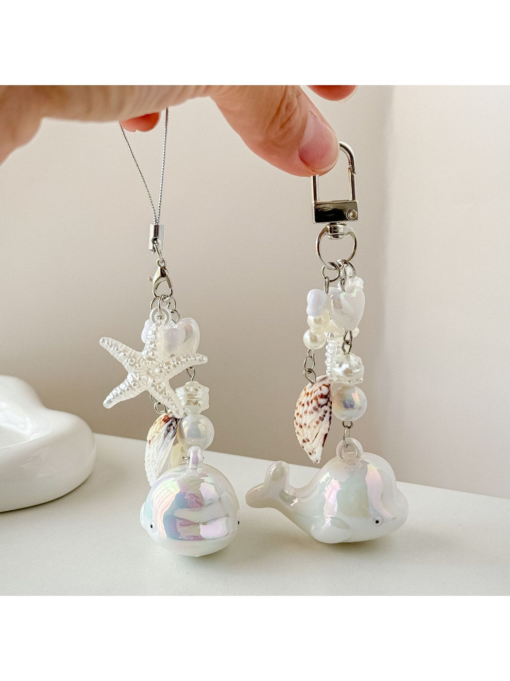 Keypus - Beaded Ocean Whale Accent Bag Charm Keychain