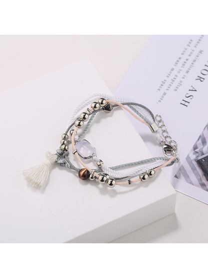 Lovra - Fashionable Beaded Tassel Pendant Bracelet