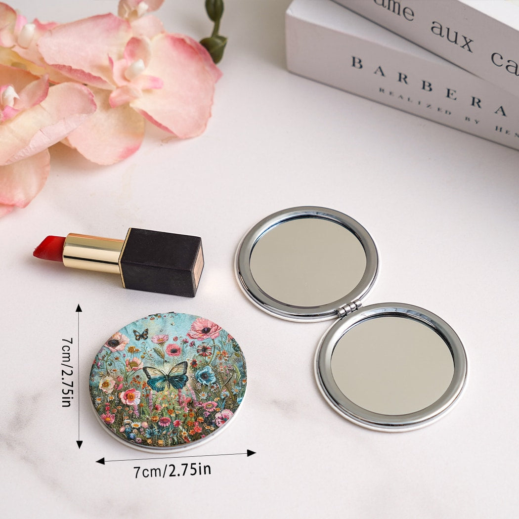 Mirroray - Floral Butterfly Round Folding Pocket Mirror