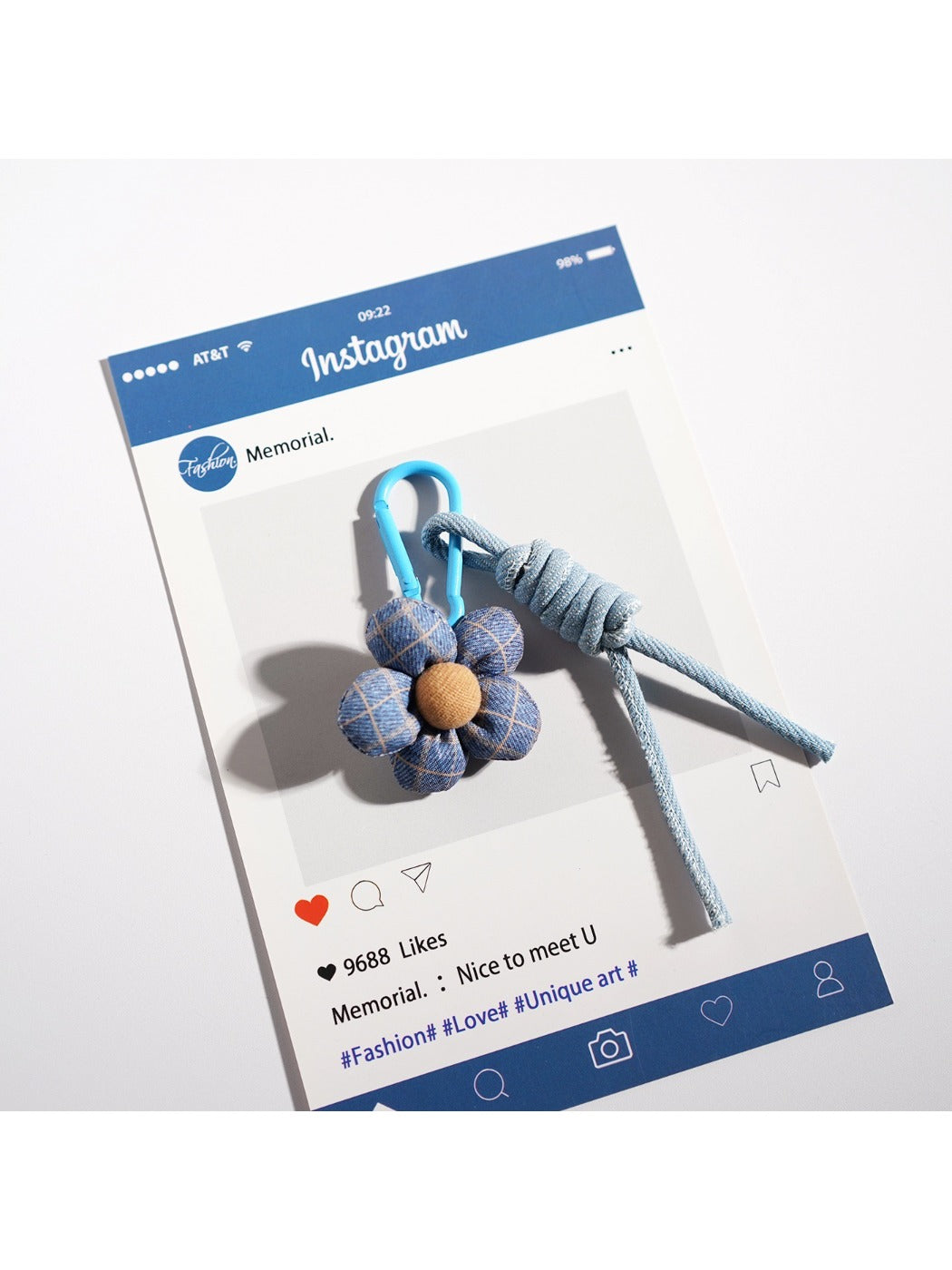Keypus - Playful Denim Flower Keychain