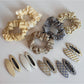 Beau - Plaid Fabric Covered Oval Alloy Hair Clip