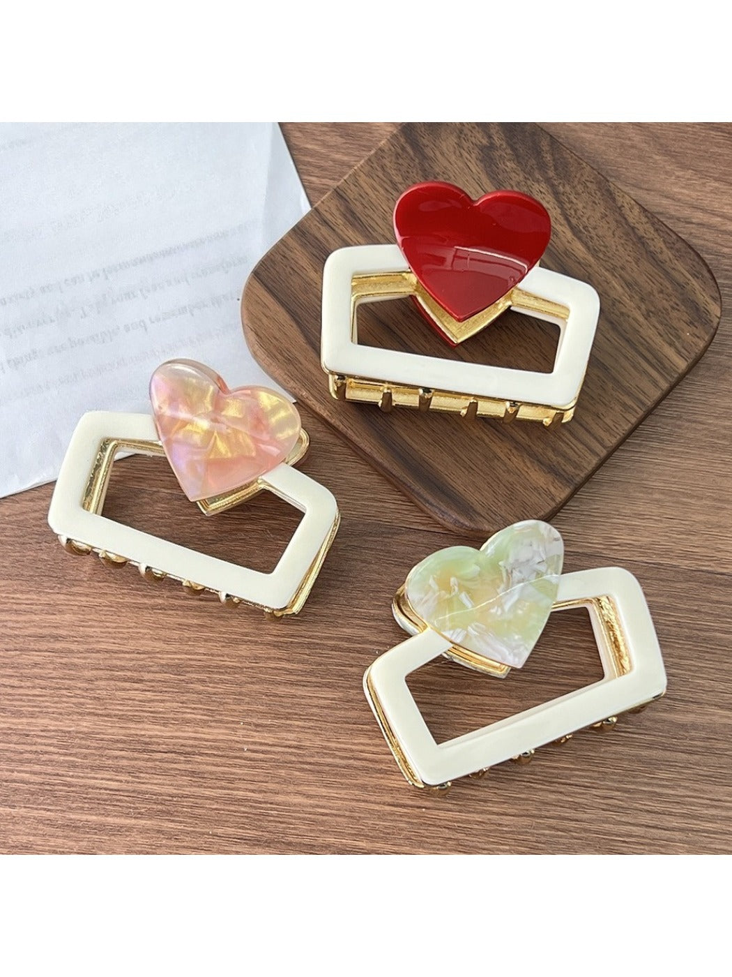 Beau - Valentine'S Heart Shaped Square Claw Clip