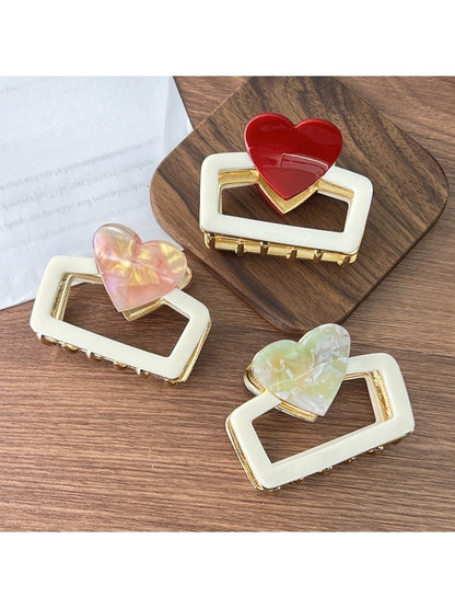 Beau - Valentine'S Heart Shaped Square Claw Clip