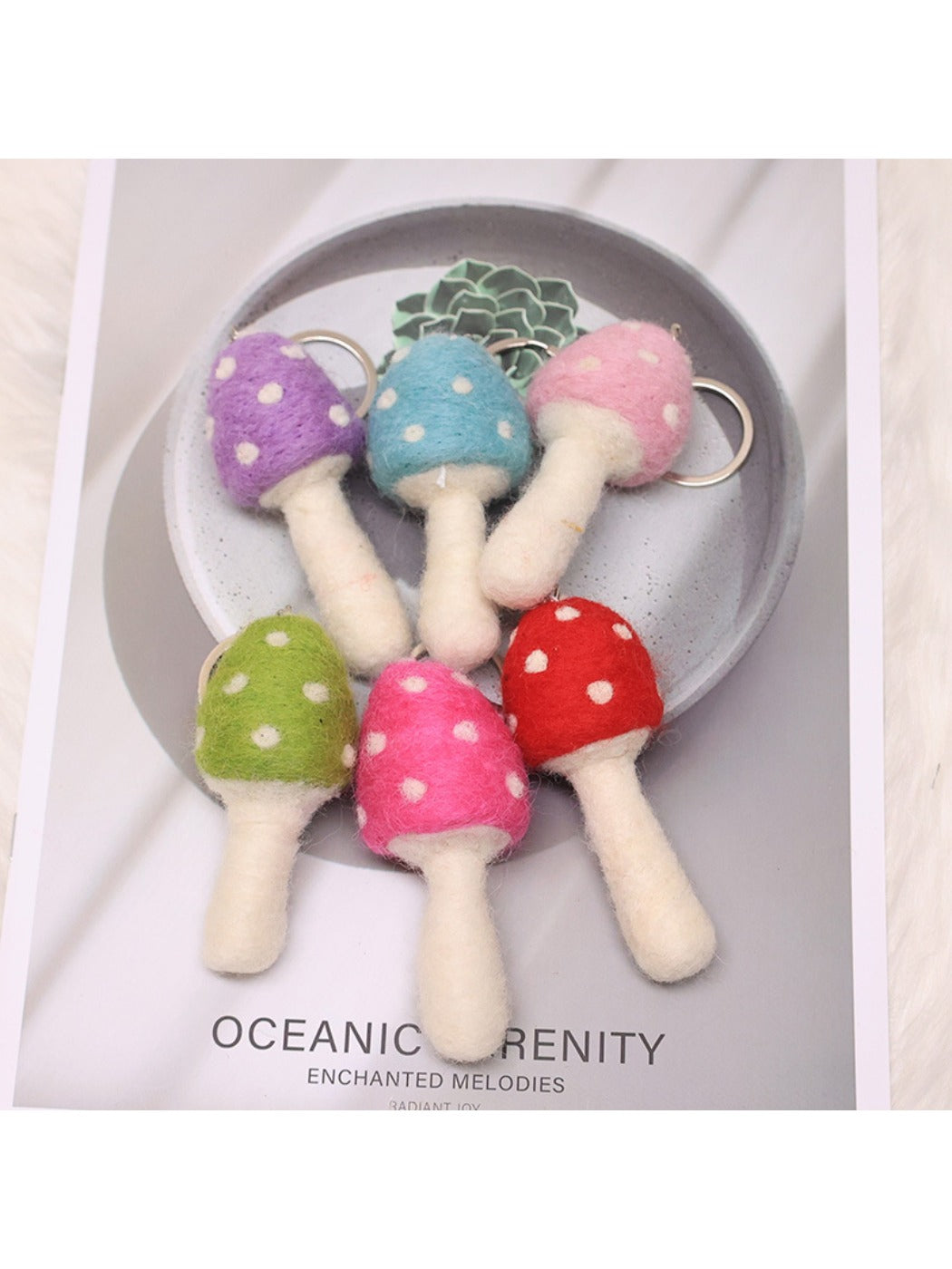 Feltery - Colorful Felt Mushroom Keychain 3D Cute