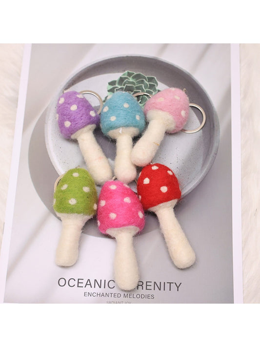 Feltery - Colorful Felt Mushroom Keychain 3D Cute