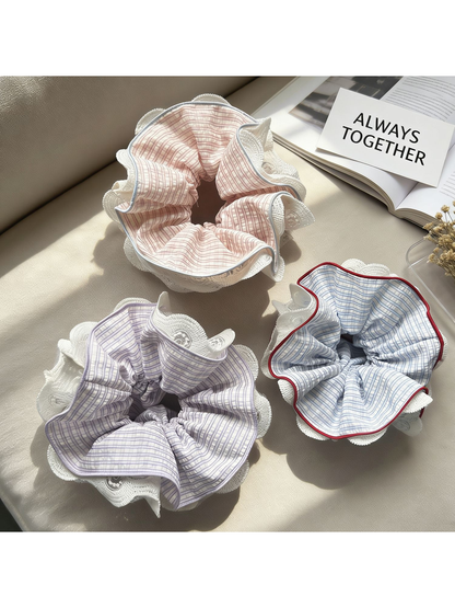 Gifty - Plaid Lace Trim High Stretch Scrunchie