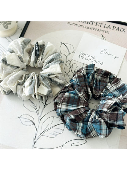 Gifty - Multi Pleated Plaid Scrunchie Hair Ring