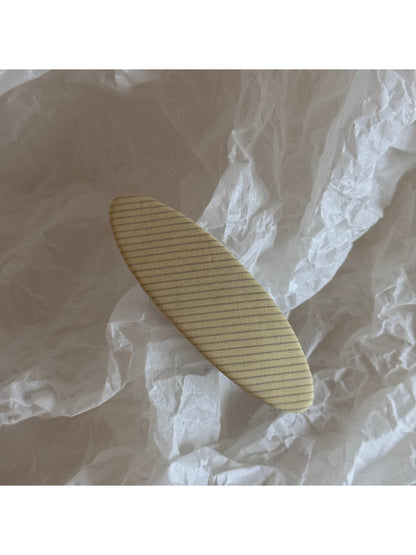 Beau - Plaid Fabric Covered Oval Alloy Hair Clip