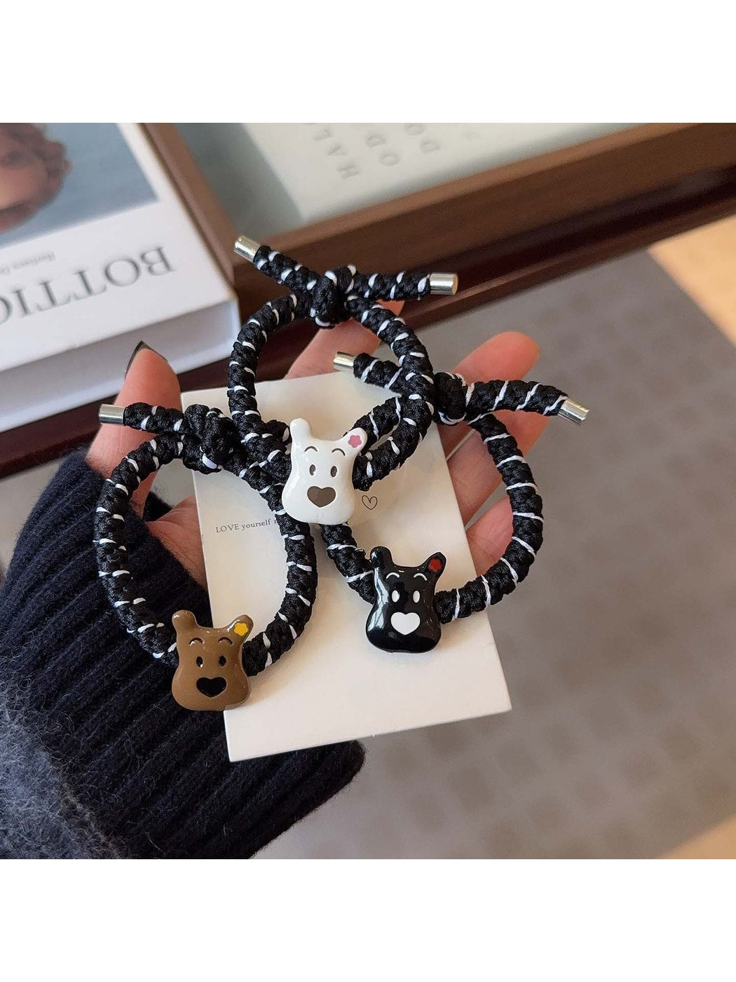 Gifty - Cartoon Dog Braided Knot High Elastic Hair Tie