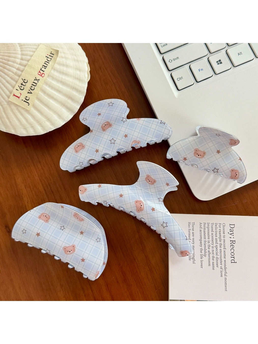 Beau - Sweet Plaid Bear Design Hair Claw Clip