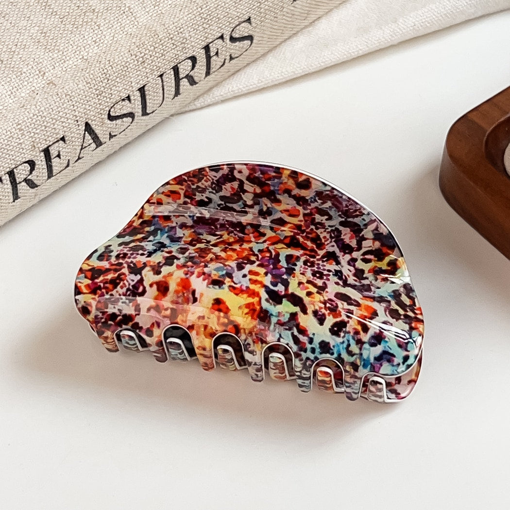 Beau - Geometric Pattern PVC Half Moon Claw Clip