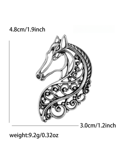 Brovia - Retro Hollow Horse Alloy Fashion Brooch Pin