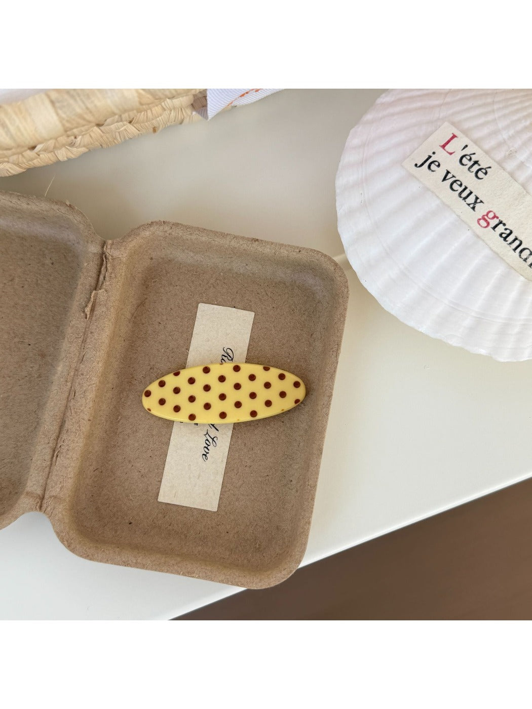 Beau - Oval Polka Dot Acetate Fiber Hair Clip