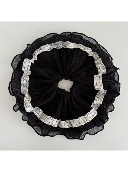 Gifty - Ruffled Lace Trim Vintage Style Scrunchie