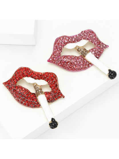 Brovia - Enamel Style Lip Alloy Brooch