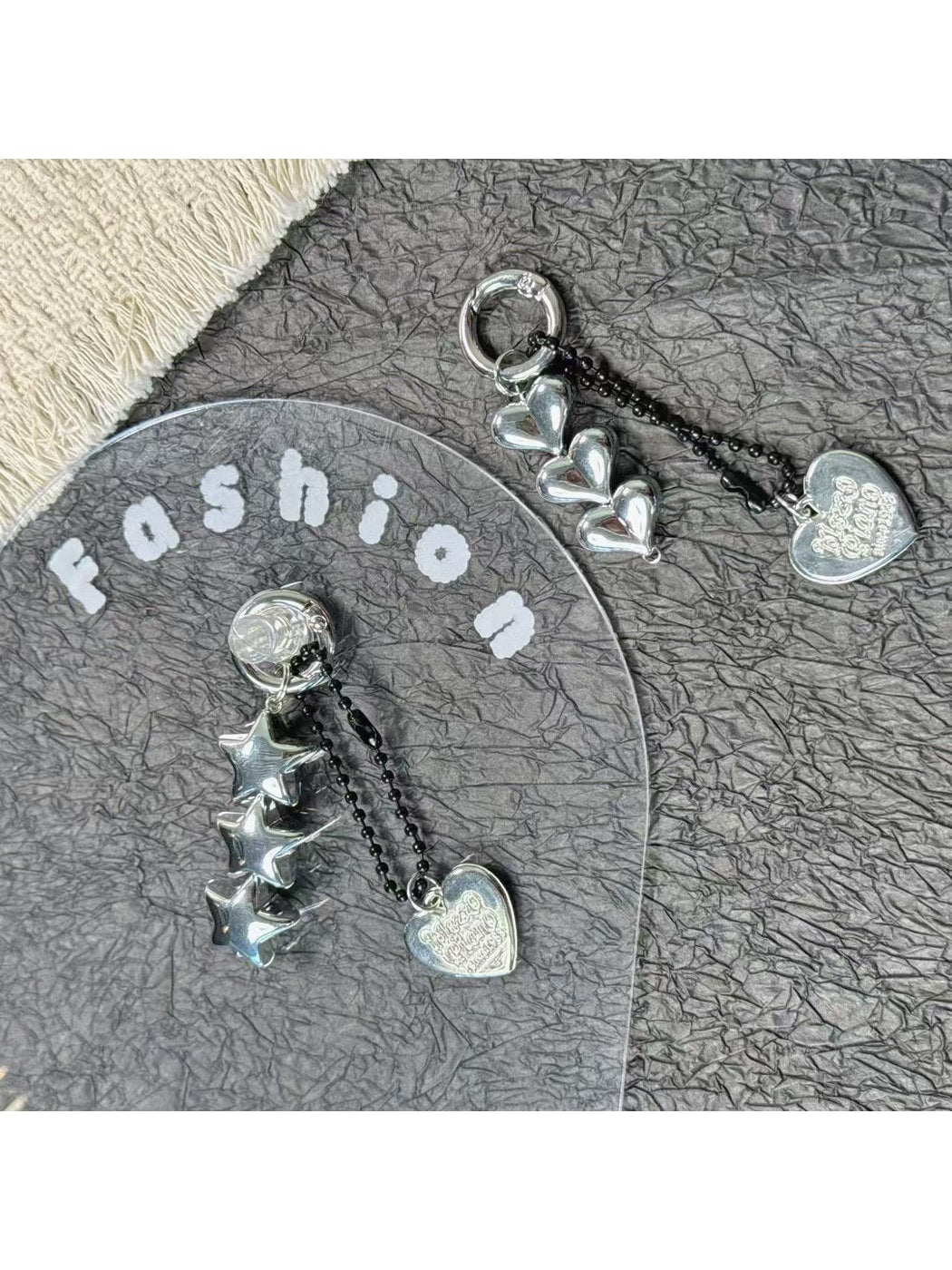 Keypus - Alloy Triple Heart Dangle Keychain