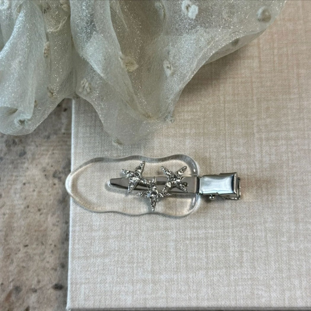 Beau - Clear Flower Detail Decorative Bangs Hair Clip