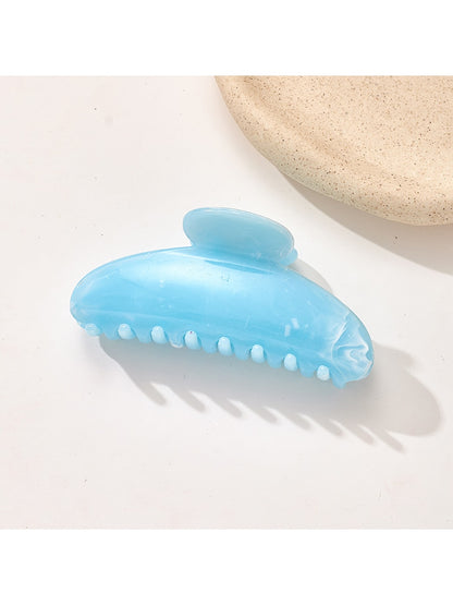 Beau - Marble Look Semi Circle Plastic Claw Clip