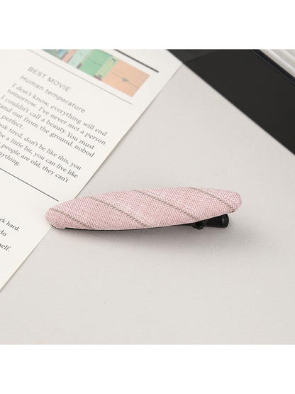 Beau - Plaid Fabric Oval Side Bangs Hair Clip