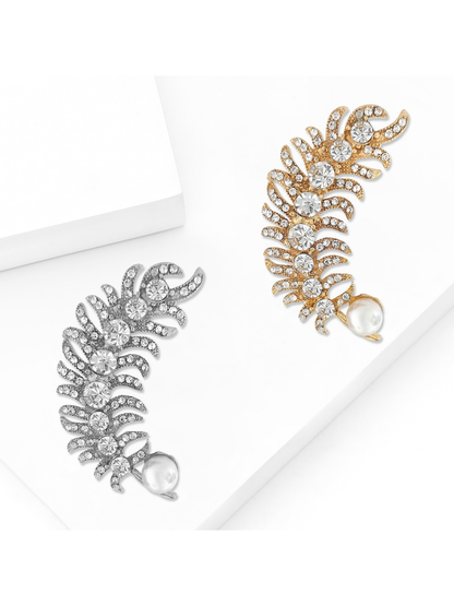 Brovia - Feather Rhinestone Alloy Elegant Brooch Pin