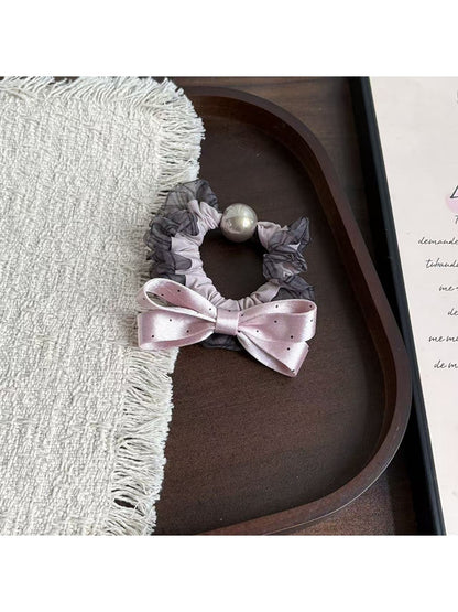Gifty - Ruffled Polka Dot Bow Design Scrunchie