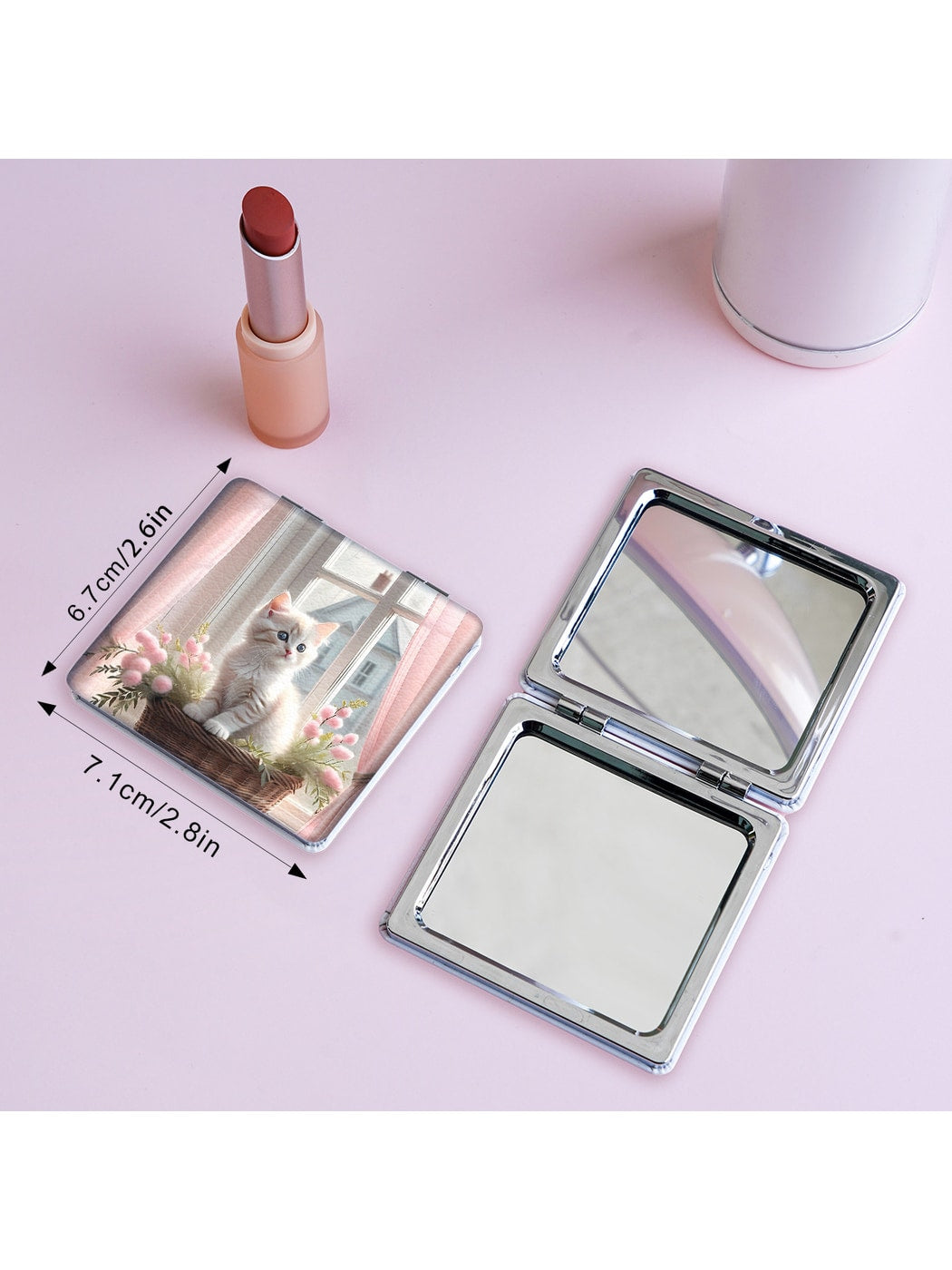 Mirroray - Cute Cat Print Portable Folding Makeup Mirror