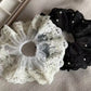 Gifty - Lace Embroidered Mesh Ruffle Scrunchie