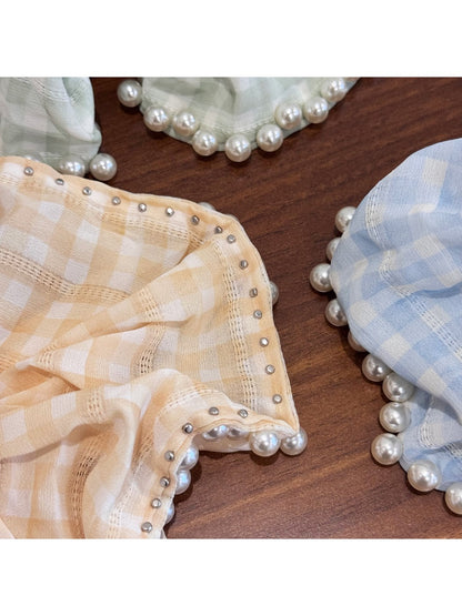 Gifty - Tartan Scrunchies with Beads Large